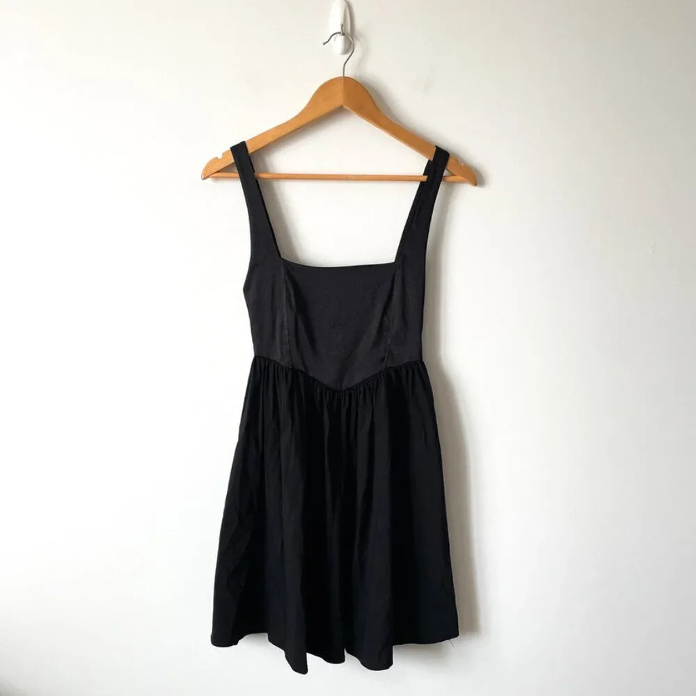 Zara Contrast Corset Combination Mini Dress Black Size Small